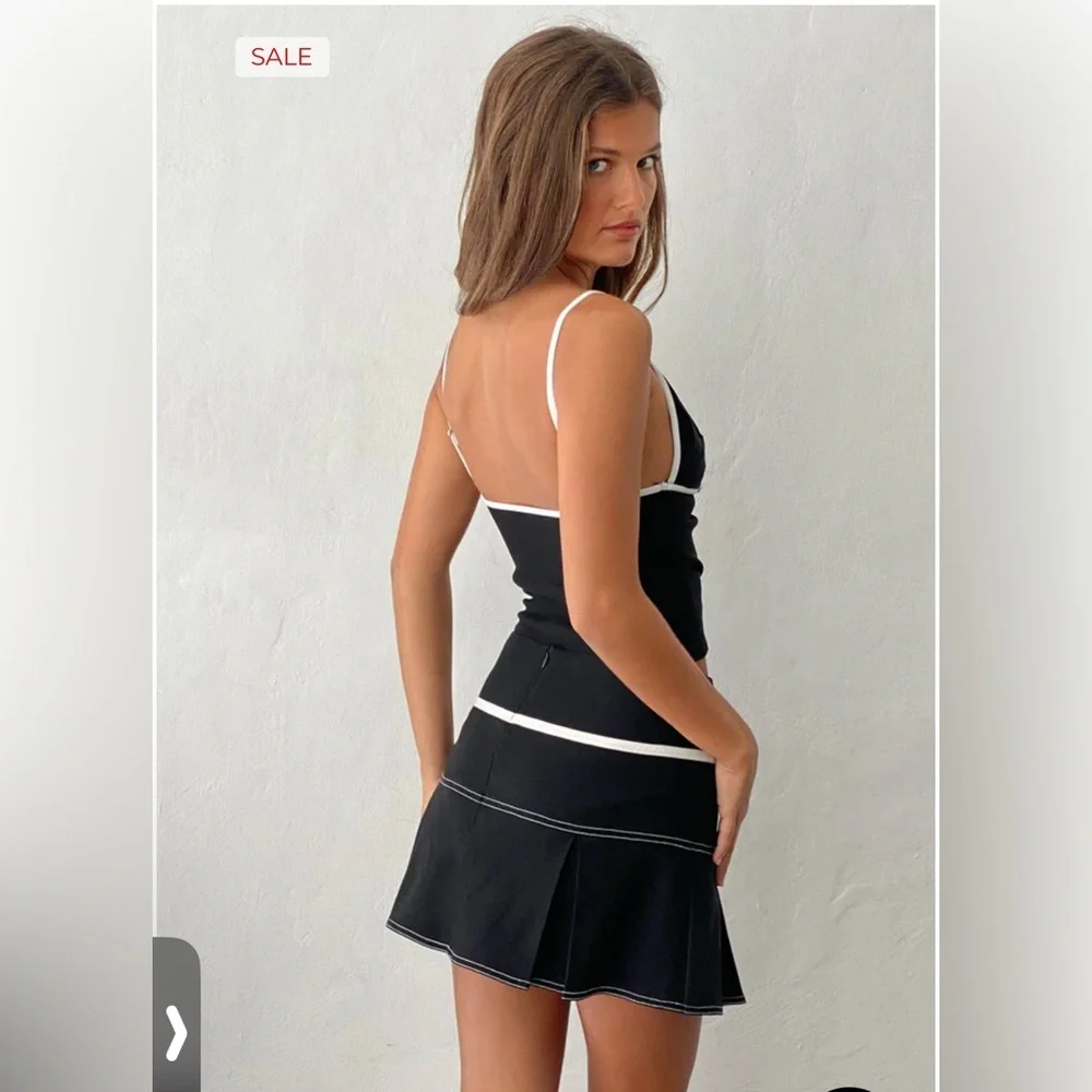 Motel Rocks Black and White Skater‎ Mini Skirt NWT
